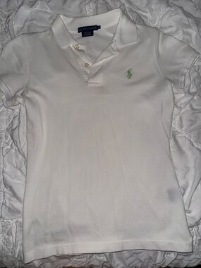 Ralph Lauren White Polo with Green Pony Embroidery